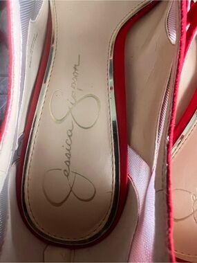 Jessica Simpson Red Slip-On Ballet Flat with Gold Logo Insole